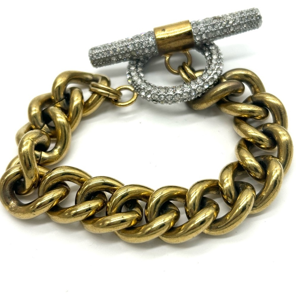Juicy Couture Pave Toggle Clasp Gold Link Bracelet